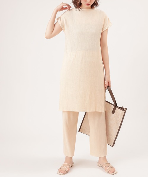 natural couture(ナチュラルクチュール)の「【ZOZO限定】ワッシャーカットロングT&パンツセット(セットアップ)」|アイボリー