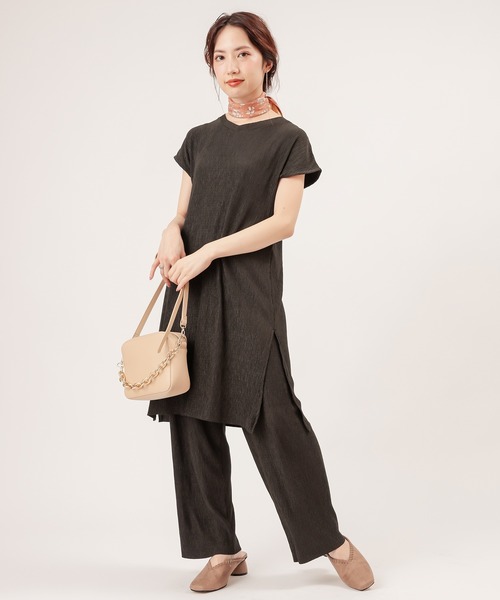 natural couture（ナチュラルクチュール）の「【ZOZO限定】ワッシャーカットロングT&パンツセット（セットアップ・レディース・ブラック/アイボリー/モカ/レンガ・FREE）」の14枚目の写真