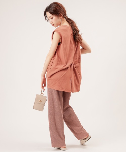 natural couture（ナチュラルクチュール）の「【ZOZO限定】ワッシャーカットロングT&パンツセット（セットアップ・レディース・ブラック/アイボリー/モカ/レンガ・FREE）」の15枚目の写真