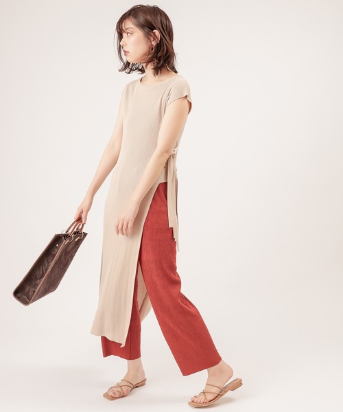 natural couture（ナチュラルクチュール）の「【ZOZO限定】ワッシャーカットロングT&パンツセット（セットアップ・レディース・ブラック/アイボリー/モカ/レンガ・FREE）」の20枚目の写真
