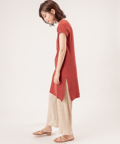 natural couture（ナチュラルクチュール）の「【ZOZO限定】ワッシャーカットロングT&パンツセット（セットアップ・レディース・ブラック/アイボリー/モカ/レンガ・FREE）」の12枚目の写真