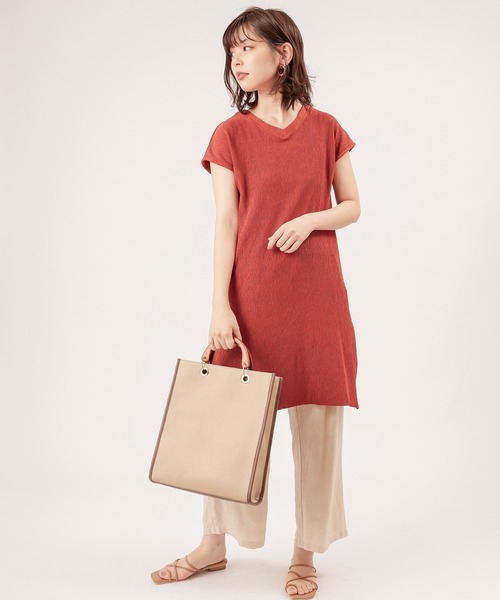 natural couture（ナチュラルクチュール）の「【ZOZO限定】ワッシャーカットロングT&パンツセット（セットアップ・レディース・ブラック/アイボリー/モカ/レンガ・FREE）」の16枚目の写真