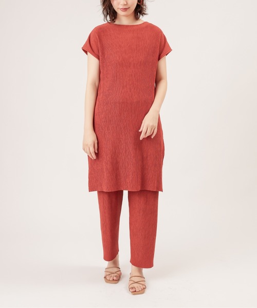 natural couture（ナチュラルクチュール）の「【ZOZO限定】ワッシャーカットロングT&パンツセット（セットアップ・レディース・ブラック/アイボリー/モカ/レンガ・FREE）」の8枚目の写真