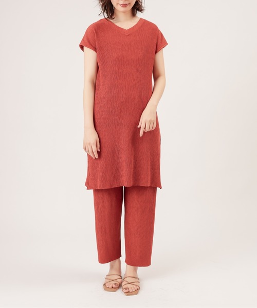 natural couture（ナチュラルクチュール）の「【ZOZO限定】ワッシャーカットロングT&パンツセット（セットアップ・レディース・ブラック/アイボリー/モカ/レンガ・FREE）」の13枚目の写真