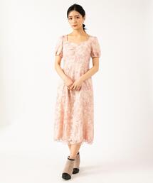 【TOCCA LAVENDER】Leaf Gradation Embroidery ドレス