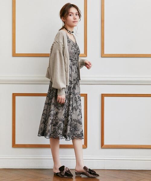 セール】【TOCCA LAVENDER】Leaf Gradation Embroidery ドレス