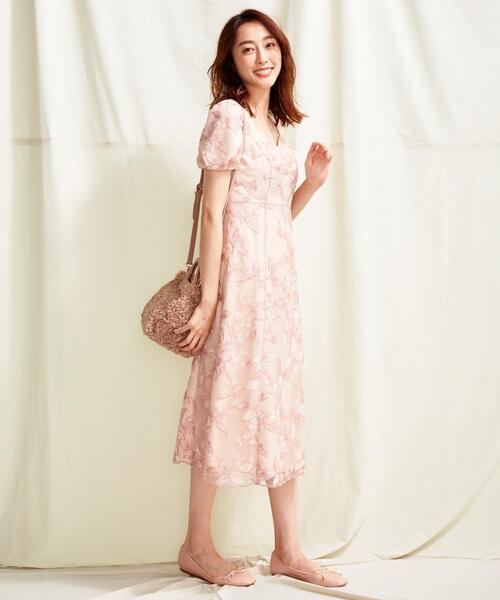 セール】【TOCCA LAVENDER】Leaf Gradation Embroidery ドレス