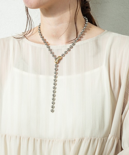 mystic(ミスティック)の「シアーストライプティアードワンピース(ワンピース・レディース・ブラック/ベージュ/カーキ・FREE)」の5枚目の写真