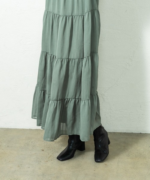 mystic(ミスティック)の「シアーストライプティアードワンピース(ワンピース・レディース・ブラック/ベージュ/カーキ・FREE)」の15枚目の写真