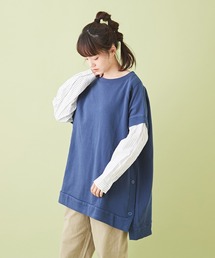CUBE SUGAR（キューブシュガー）の「WEB限定 裏毛 スウェット 綿 フェイクレイヤード チュニック（スウェット）」