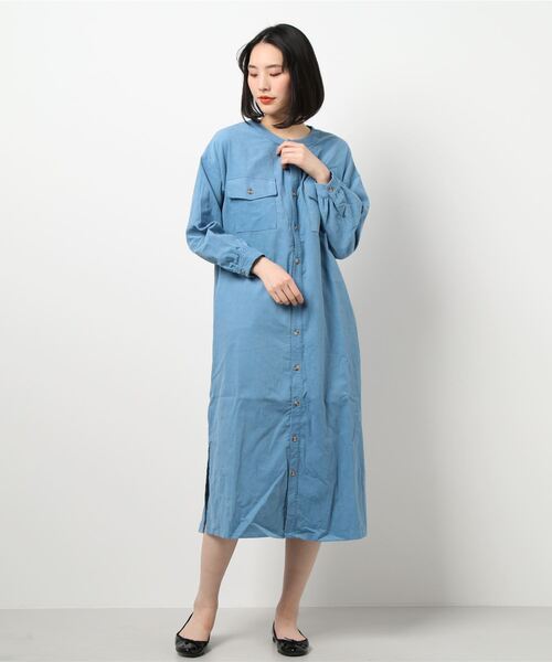 コーデュロイバンドカラーワンピース（ワンピース）｜KOBE LETTUCE