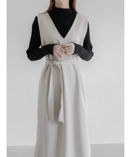 amel（エイメル）の「ベルトセットジャンパードレス（ワンピース・レディース・アイボリー・FREE）」の7枚目の写真