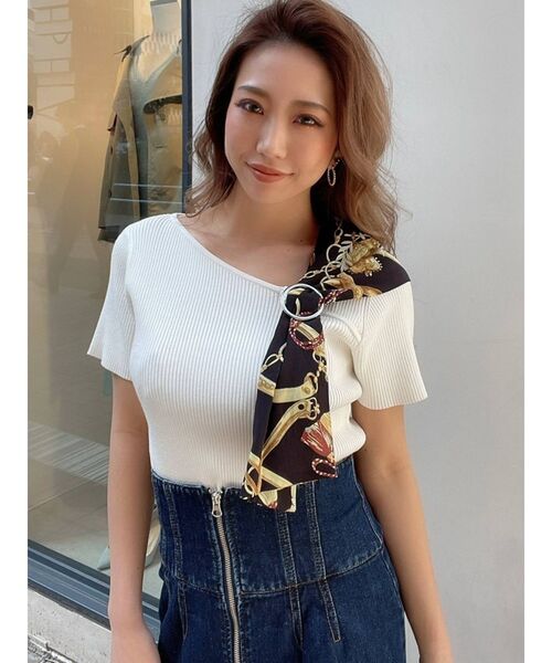 RESEXXY(リゼクシー)の「アシンメトリースカーフトップス(ニット/セーター・レディース・ホワイト/ブラック/ピンク・FREE)」の14枚目の写真