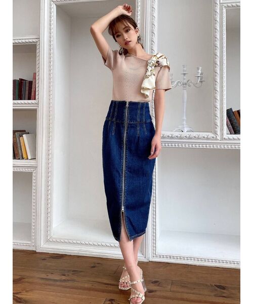 RESEXXY(リゼクシー)の「アシンメトリースカーフトップス(ニット/セーター・レディース・ホワイト/ブラック/ピンク・FREE)」の12枚目の写真