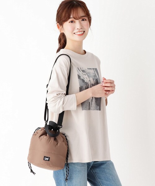 pink adobe（ピンクアドベ）の「◆【Lee別注】巾着ショルダーバッグ（ショルダーバッグ・レディース・ブラック/ベージュ系その他/グレー系/アイボリー系/カーキ系・00）」の15枚目の写真