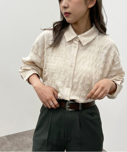 apres jour mignon（アプレジュールミニョン）の「クシュクシュクロスＢＩＧシャツ【ZOZOTOWN限定アイテム】（シャツ/ブラウス・レディース・アイボリー/ベージュ/ブラック・X-LARGE/フリー）」の10枚目の写真