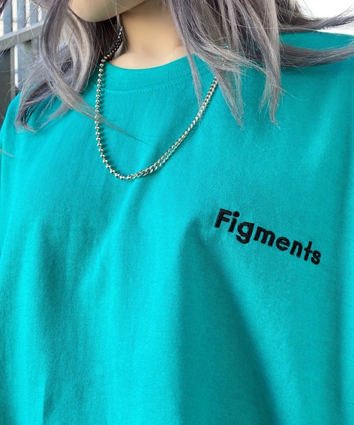 Figments（フィグメンツ）の「ワンポイントロゴロンT（Tシャツ/カットソー・レディース・グリーン/ブラック/ホワイト/マスタード/パープル/ベージュ/サックスブルー・FREE）」の11枚目の写真
