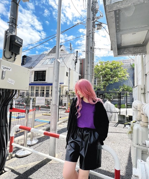 Figments（フィグメンツ）の「ワンポイントロゴロンT（Tシャツ/カットソー・レディース・グリーン/ブラック/ホワイト/マスタード/パープル/ベージュ/サックスブルー・FREE）」の19枚目の写真