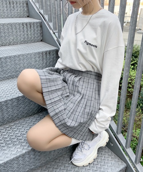 Figments（フィグメンツ）の「ワンポイントロゴロンT（Tシャツ/カットソー・レディース・グリーン/ブラック/ホワイト/マスタード/パープル/ベージュ/サックスブルー・FREE）」の17枚目の写真