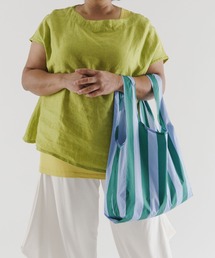 ♡専用♡新品　BAGGU エコバッグ　ウェービーストライプ　セット ◇スタンダードエコバッグ ブルー×イエローストライプ ＜BAGGU