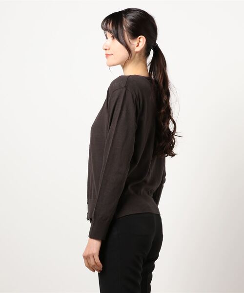 Lugnoncure（ルノンキュール）の「リサイクルコットン天竺カーディガン（カーディガン/ボレロ・レディース・イエロー/キナリ/チャコール/ベージュ・ﾌﾘ-）」の5枚目の写真