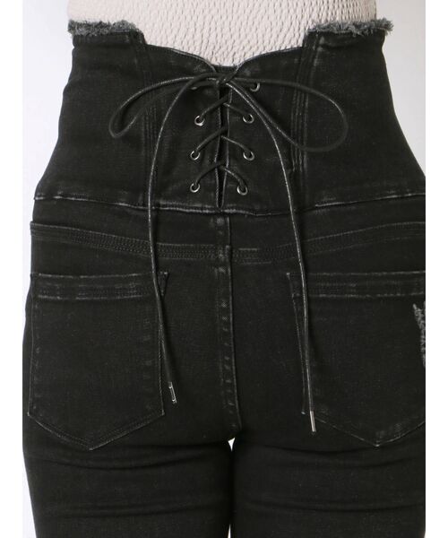 EMODA（エモダ）の「フリンジレースアップハイウエストパギンス（デニムパンツ・レディース・ブラック/インディゴブルー・MEDIUM/SMALL/X-SMALL）」の19枚目の写真