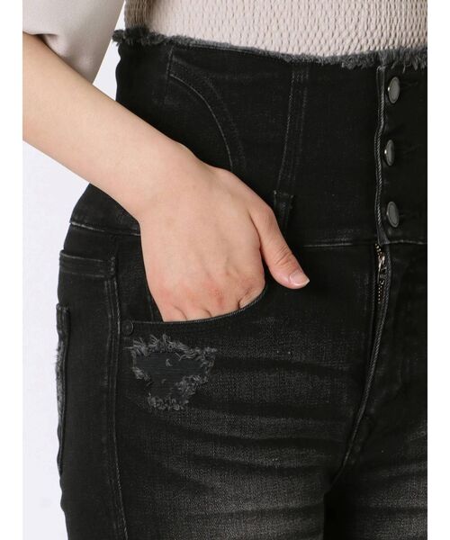 EMODA（エモダ）の「フリンジレースアップハイウエストパギンス（デニムパンツ・レディース・ブラック/インディゴブルー・MEDIUM/SMALL/X-SMALL）」の20枚目の写真