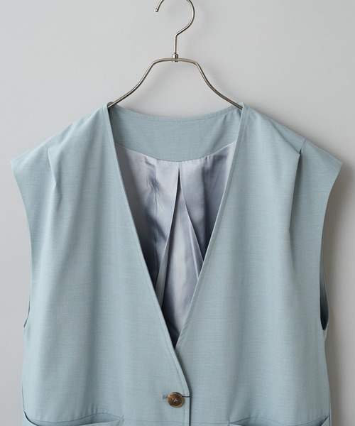 CIAOPANIC（チャオパニック）の「■タックデザインロングジレ/セットアップ着用可能（ベスト・レディース・グレー/ブルー・FREE）」の3枚目の写真