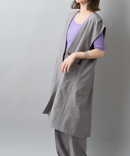 CIAOPANIC（チャオパニック）の「■タックデザインロングジレ/セットアップ着用可能（ベスト・レディース・グレー/ブルー・FREE）」の20枚目の写真