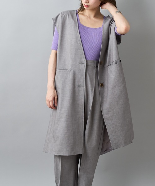 CIAOPANIC（チャオパニック）の「■タックデザインロングジレ/セットアップ着用可能（ベスト・レディース・グレー/ブルー・FREE）」の19枚目の写真