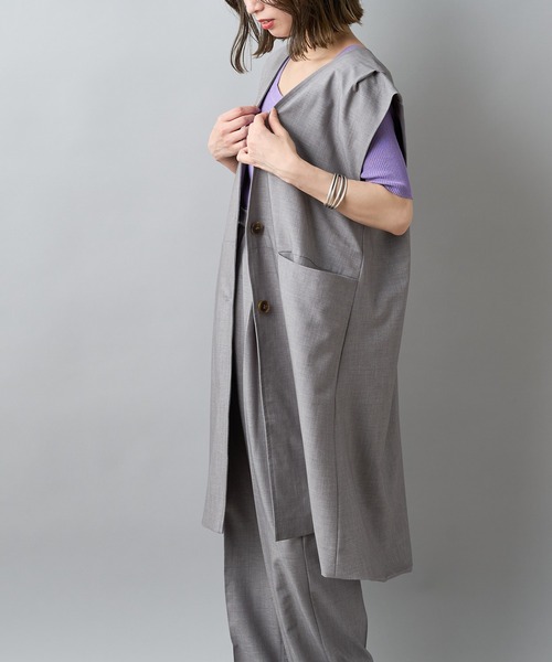 CIAOPANIC（チャオパニック）の「■タックデザインロングジレ/セットアップ着用可能（ベスト・レディース・グレー/ブルー・FREE）」の21枚目の写真
