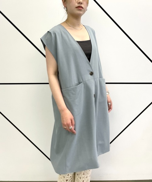 CIAOPANIC（チャオパニック）の「■タックデザインロングジレ/セットアップ着用可能（ベスト・レディース・グレー/ブルー・FREE）」の10枚目の写真