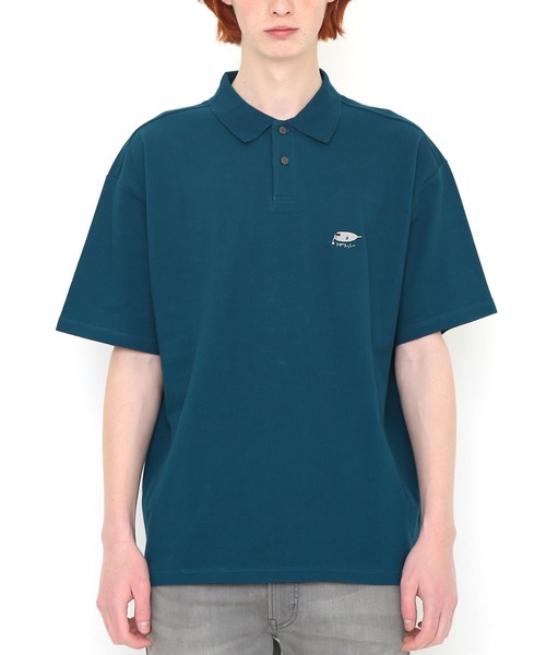 Design Tshirts Store graniph（デザイン　ティーシャツ　ストア　グラニフ）の「アザラッシー｜ビッグシルエットポロシャツ(ブルーグリーン)（ポロシャツ・メンズ・ブルーグリーン・SMALL/MEDIUM/LARGE）」の5枚目の写真