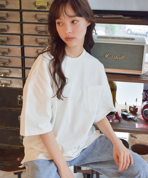 Starting Over(スターティングオーバー)の「ビッグシルエット無地クルーネックTシャツ(半袖)/レディース メンズ(Tシャツ/カットソー・メンズ・ブラック/ホワイト/サックスブルー/ライトパープル/ベージュ/テラコッタ/サンドベージュ/チャコール/グリーン・L/XL/M)」の2枚目の写真