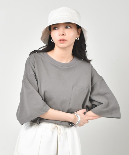 Starting Over(スターティングオーバー)の「ビッグシルエット無地クルーネックTシャツ(半袖)/レディース メンズ(Tシャツ/カットソー・メンズ・ブラック/ホワイト/サックスブルー/ライトパープル/ベージュ/テラコッタ/サンドベージュ/チャコール/グリーン・L/XL/M)」の4枚目の写真