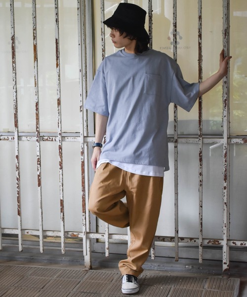 Starting Over(スターティングオーバー)の「ビッグシルエット無地クルーネックTシャツ(半袖)/レディース メンズ(Tシャツ/カットソー・メンズ・ブラック/ホワイト/サックスブルー/ライトパープル/ベージュ/テラコッタ/サンドベージュ/チャコール/グリーン・L/XL/M)」の21枚目の写真