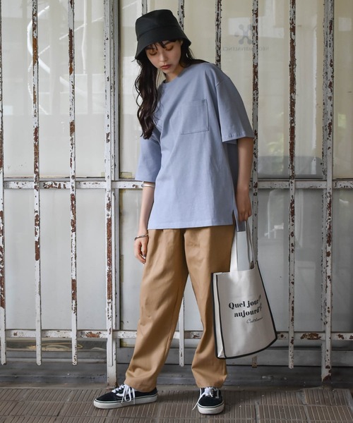 Starting Over(スターティングオーバー)の「ビッグシルエット無地クルーネックTシャツ(半袖)/レディース メンズ(Tシャツ/カットソー・メンズ・ブラック/ホワイト/サックスブルー/ライトパープル/ベージュ/テラコッタ/サンドベージュ/チャコール/グリーン・L/XL/M)」の20枚目の写真