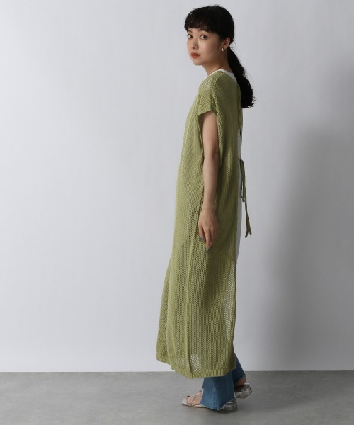 LOWRYS FARM(ローリーズファーム)の「メッシュニットワンピースSS 952206(ワンピース・レディース・グリーン/ブラック/アイボリー・FREE)」の3枚目の写真