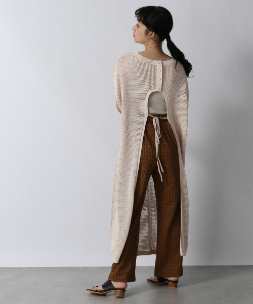 LOWRYS FARM(ローリーズファーム)の「メッシュニットワンピースSS 952206(ワンピース・レディース・グリーン/ブラック/アイボリー・FREE)」の4枚目の写真