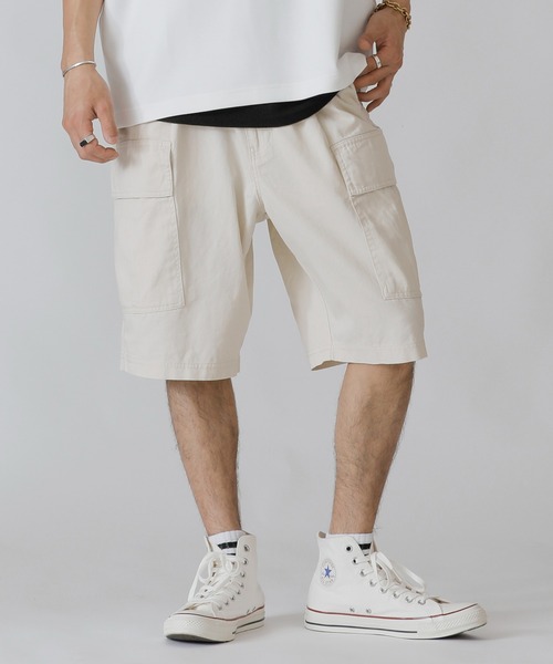 Beno(ビーノ)の「コットンツイル 6ポケット ワイド カーゴ ショートパンツ(カーゴパンツ・メンズ・オフホワイト/ブラック/ベージュ/オリーブ/ネイビー・S/M/L)」の19枚目の写真