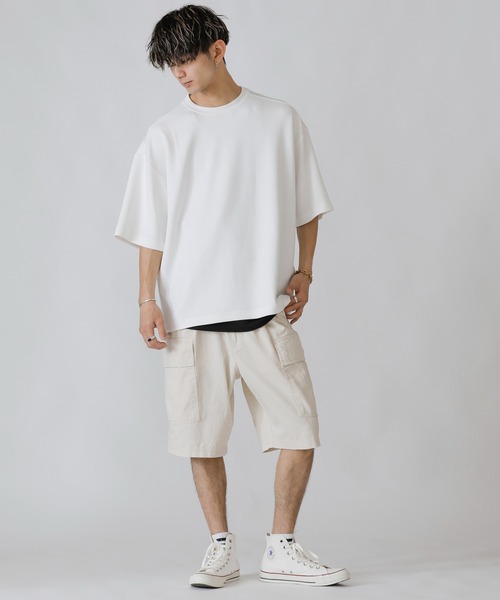 Beno(ビーノ)の「コットンツイル 6ポケット ワイド カーゴ ショートパンツ(カーゴパンツ・メンズ・オフホワイト/ブラック/ベージュ/オリーブ/ネイビー・S/M/L)」の22枚目の写真