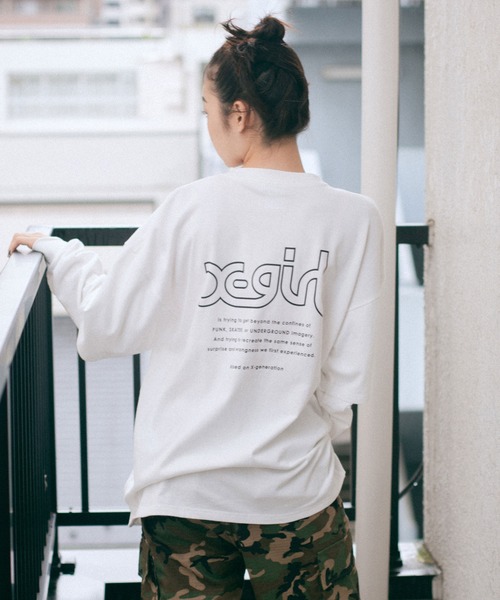 X-girl（エックスガール）の「LAYERED SLEEVE L/S TEE（Tシャツ