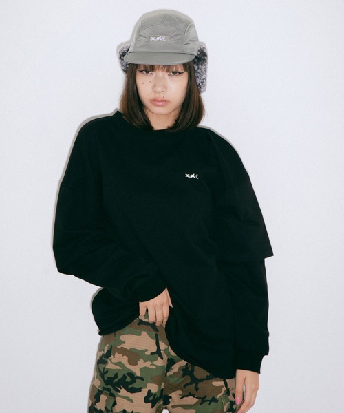 X-girl（エックスガール）の「LAYERED SLEEVE L/S TEE（Tシャツ/カットソー・レディース・ホワイト/ブラック/ベージュ・S/M）」の19枚目の写真