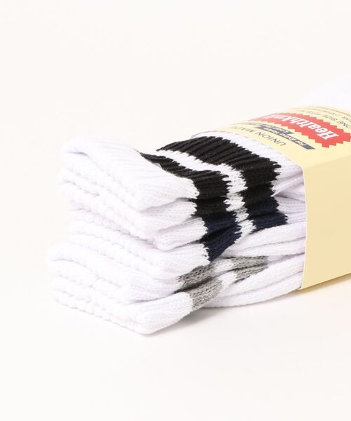Healthknit（ヘルスニット）の「【Healthknit / ヘルスニット】3P 無地 シンカーラインソックス（ソックス/靴下・メンズ・ホワイト/ホワイト×ブラック・25-27）」の4枚目の写真
