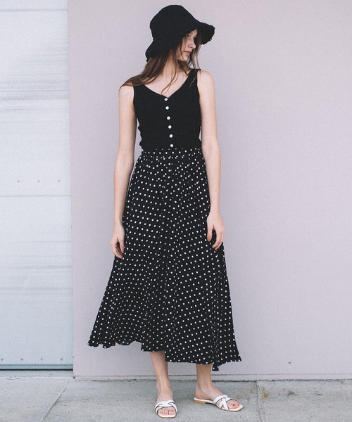 CAMILLE EAU（カミーユオー）の「ギャザーフレアスカート（スカート・レディース・オフホワイト/オリーブ/ドット・MEDIUM）」の4枚目の写真