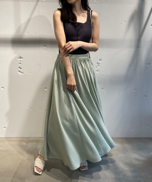 CAMILLE EAU（カミーユオー）の「ギャザーフレアスカート（スカート・レディース・オフホワイト/オリーブ/ドット・MEDIUM）」の5枚目の写真