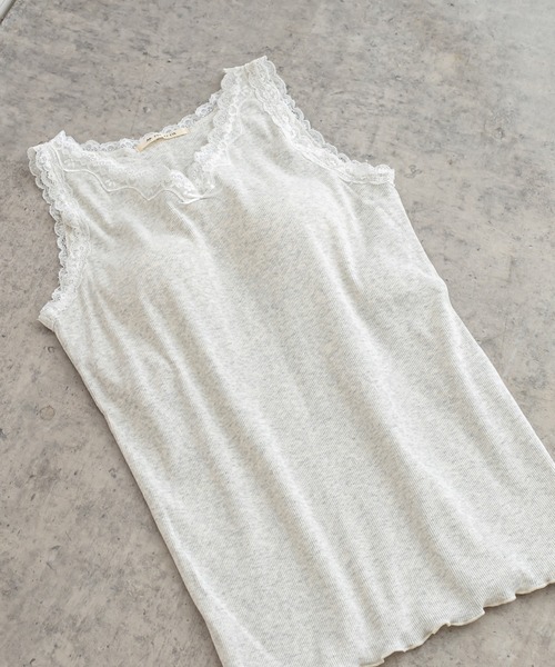 PUAL CE CIN（ピュアルセシン）の「ストレッチレースカップ付きインナー（タンクトップ・レディース・ブラック/オートミール/グレイッシュベージュ・FREE）」の2枚目の写真