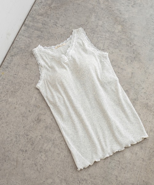 PUAL CE CIN（ピュアルセシン）の「ストレッチレースカップ付きインナー（タンクトップ・レディース・ブラック/オートミール/グレイッシュベージュ・FREE）」の10枚目の写真