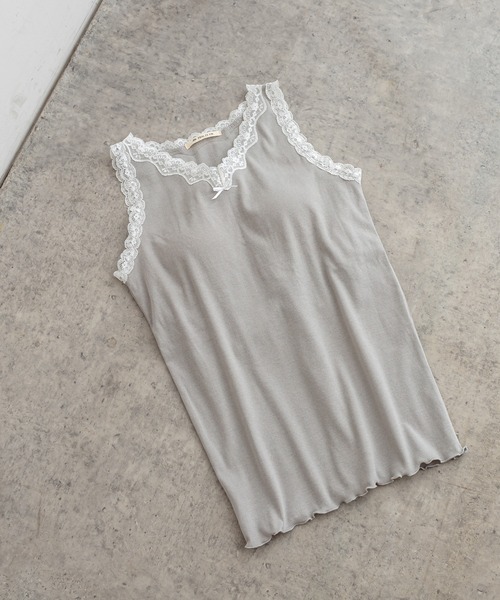 PUAL CE CIN（ピュアルセシン）の「ストレッチレースカップ付きインナー（タンクトップ・レディース・ブラック/オートミール/グレイッシュベージュ・FREE）」の18枚目の写真