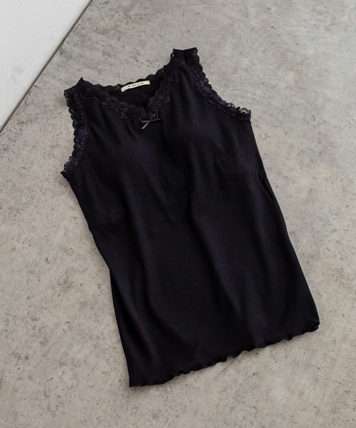 PUAL CE CIN（ピュアルセシン）の「ストレッチレースカップ付きインナー（タンクトップ・レディース・ブラック/オートミール/グレイッシュベージュ・FREE）」の4枚目の写真